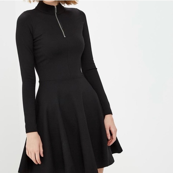 Karen Millen Black Long Sleeve Skater Dress - Picture 2 of 5